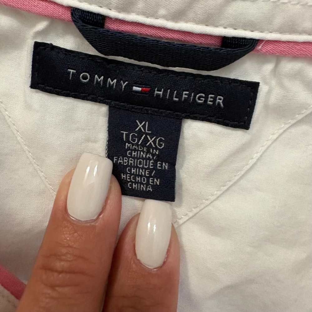 Tommy Hilfiger Womens Shirt White Button Down Utility Gold Buttons Epaulets XL - Picture 3 of 16